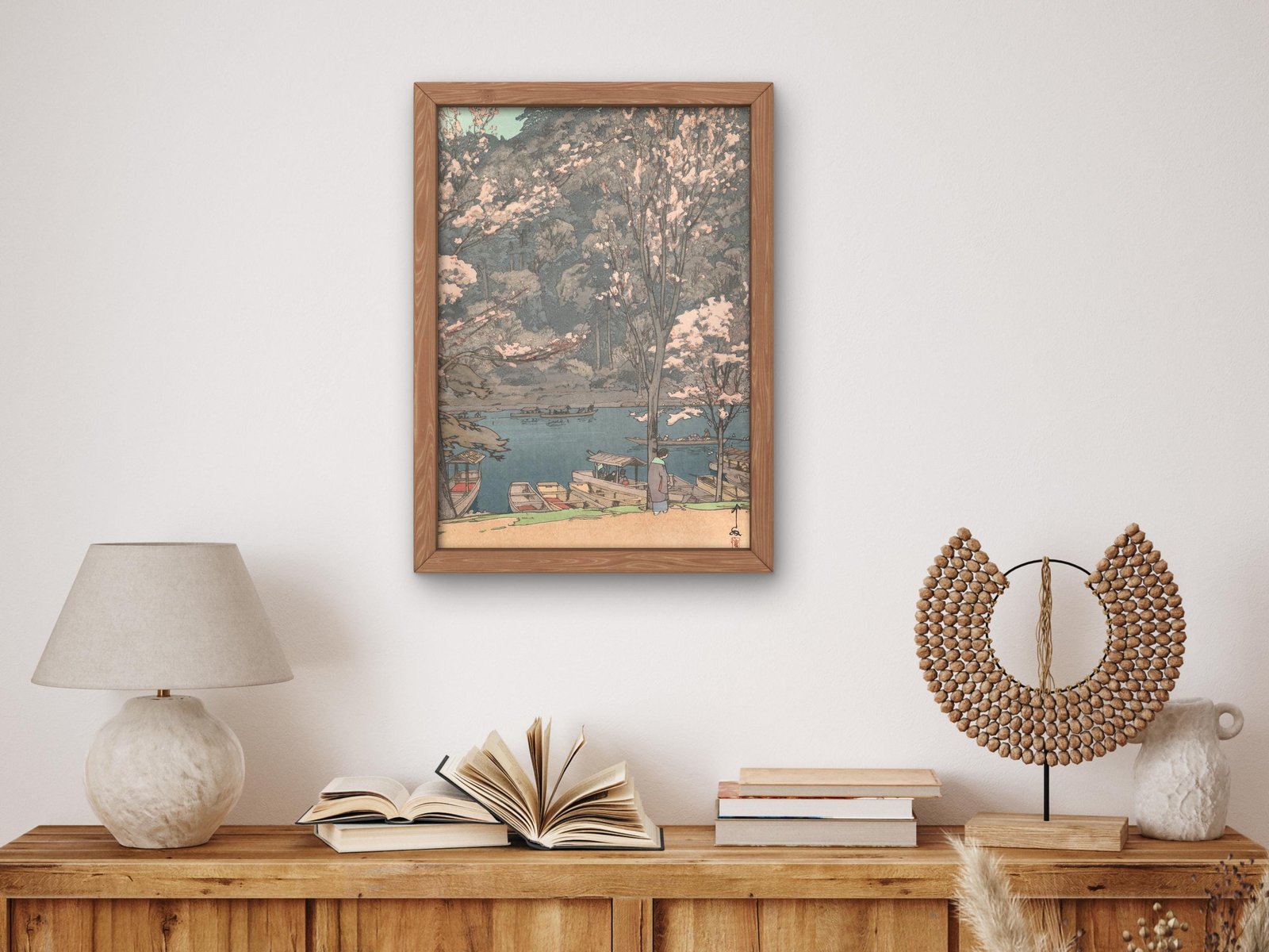 Eight Scenes of Cherry Blossom Arashiyama by Hiroshi Yoshida, 1935, Japanese Woodblock Prints, fine art print
