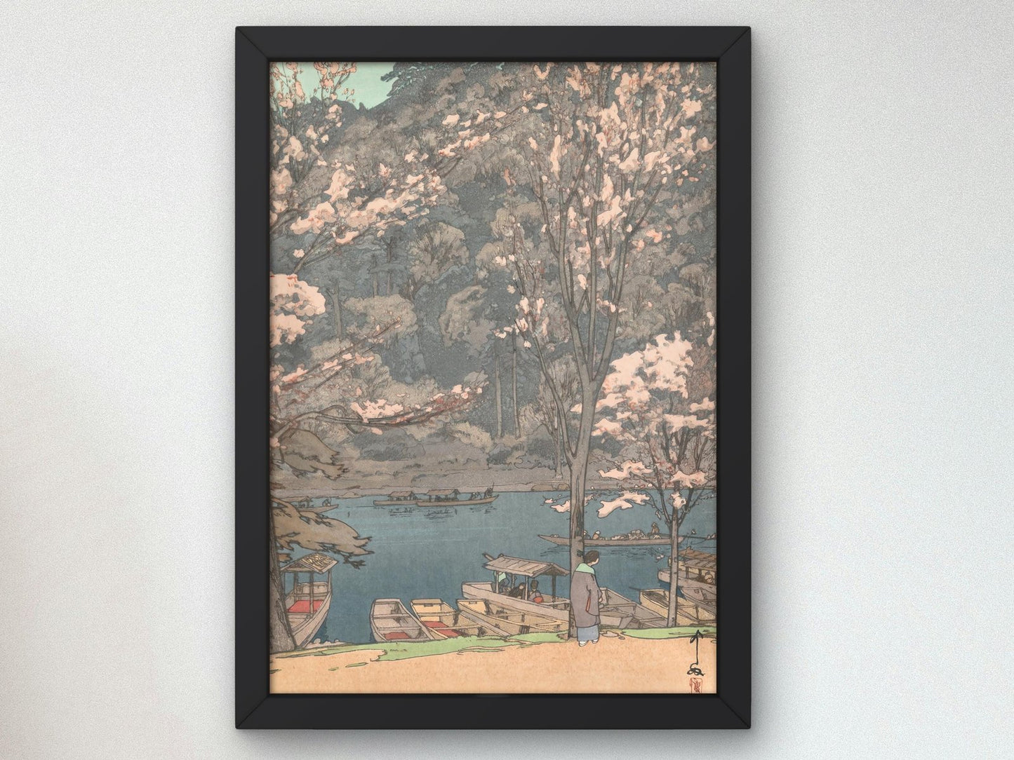 Eight Scenes of Cherry Blossom Arashiyama by Hiroshi Yoshida, 1935, Japanese Woodblock Prints, fine art print