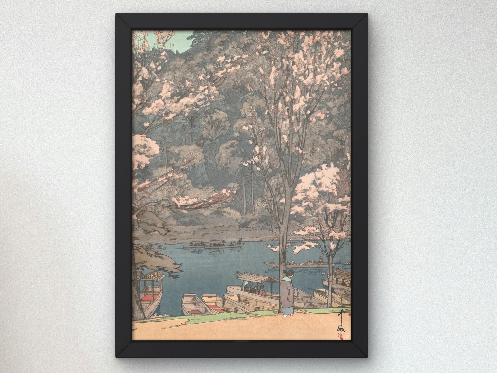 Eight Scenes of Cherry Blossom Arashiyama by Hiroshi Yoshida, 1935, Japanese Woodblock Prints, fine art print