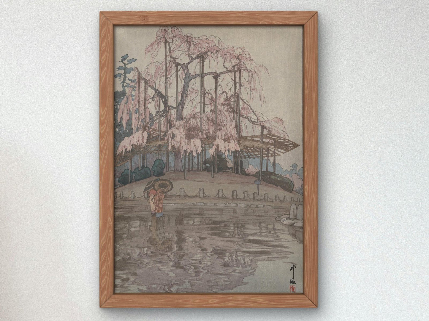 Eight Scenes of Cherry Blossoms Spring Rain by Hiroshi Yoshida, 1935, Japanese Woodblock Prints, fine art print