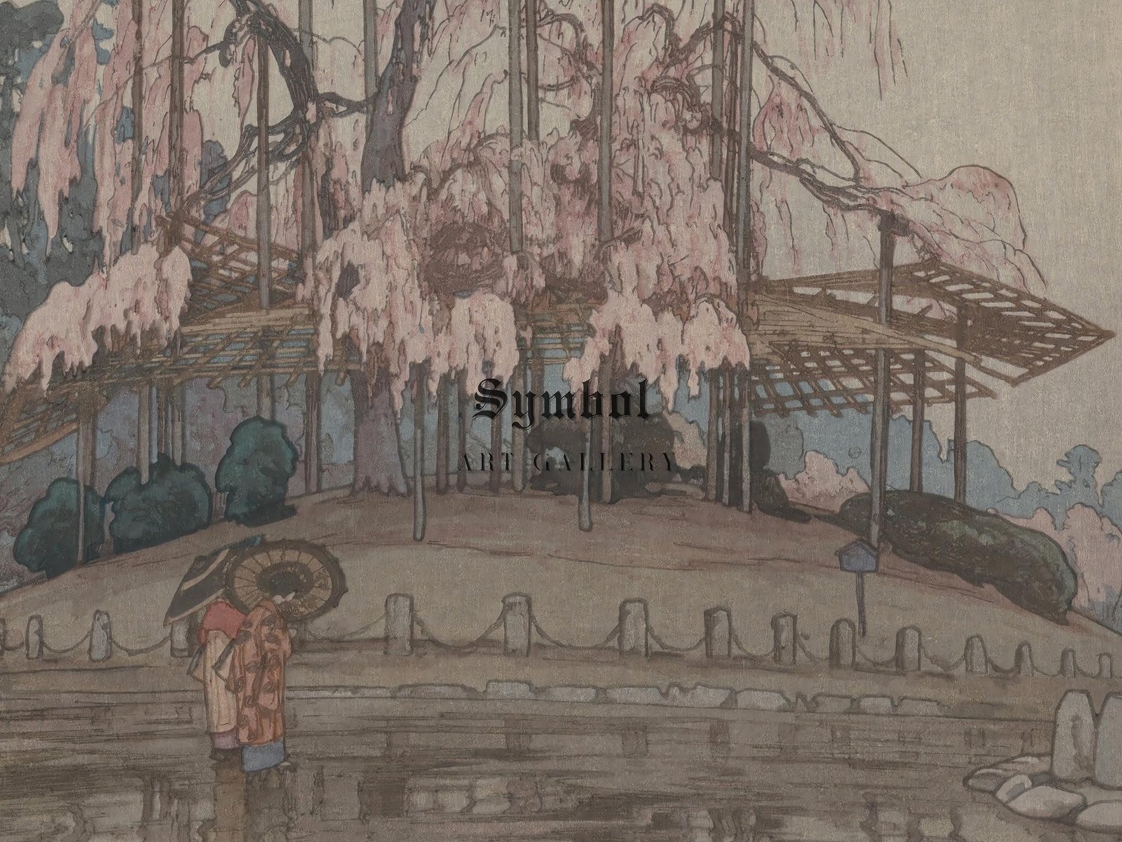 Eight Scenes of Cherry Blossoms Spring Rain by Hiroshi Yoshida, 1935, Japanese Woodblock Prints, fine art print