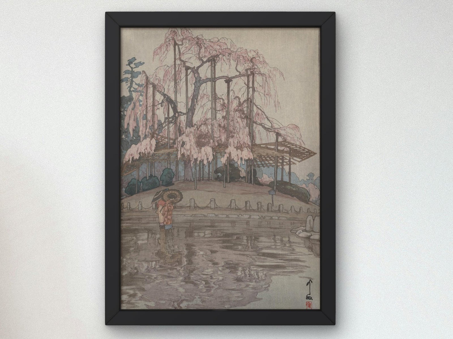 Eight Scenes of Cherry Blossoms Spring Rain by Hiroshi Yoshida, 1935, Japanese Woodblock Prints, fine art print