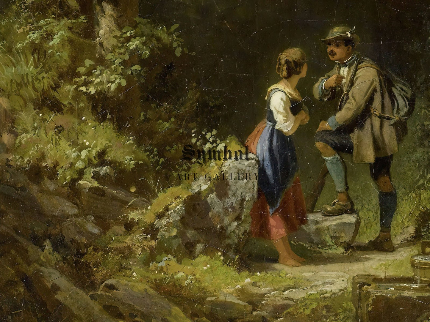 Encounter in the Forest by Carl Spitzweg, 1850, Romanticism and Classical Landscapes, fine art print
