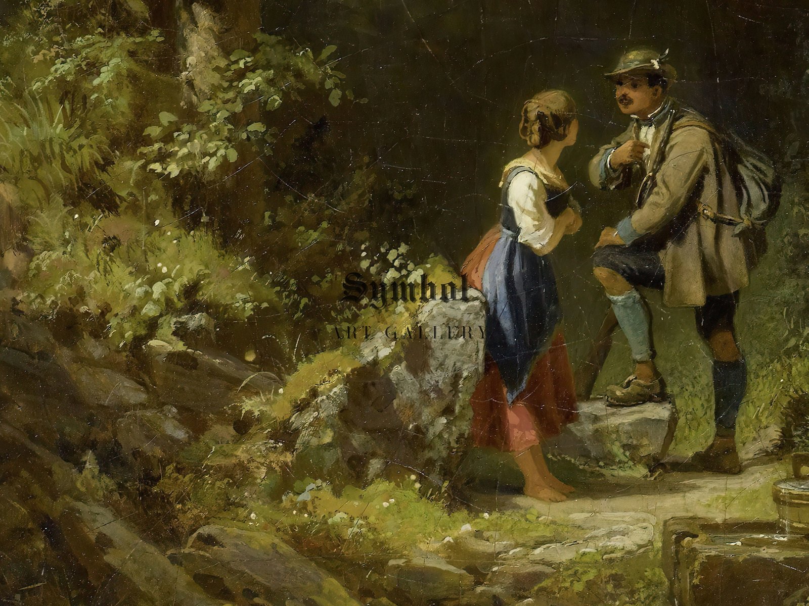 Encounter in the Forest by Carl Spitzweg, 1850, Romanticism and Classical Landscapes, fine art print