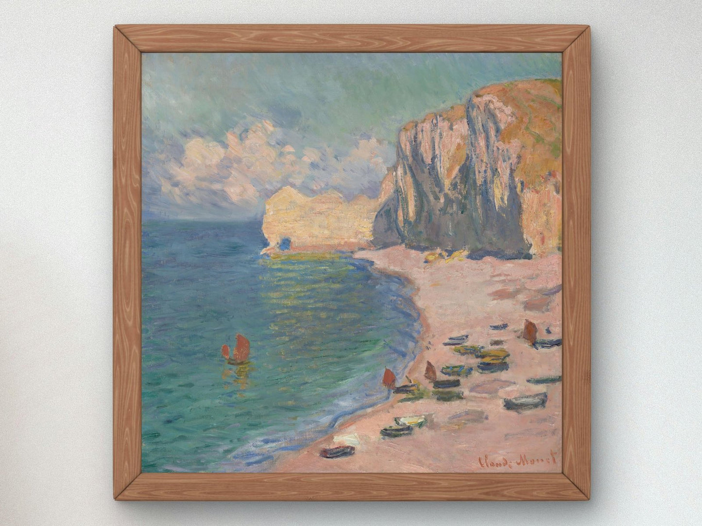 Etretat The Beach and Falaise d'Amont by Claude Monet, 1885, Impressionism, fine art print