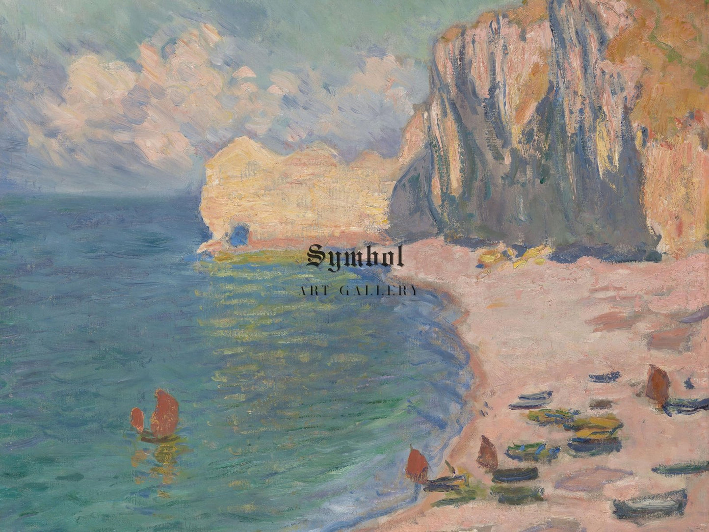 Etretat The Beach and Falaise d'Amont by Claude Monet, 1885, Impressionism, fine art print