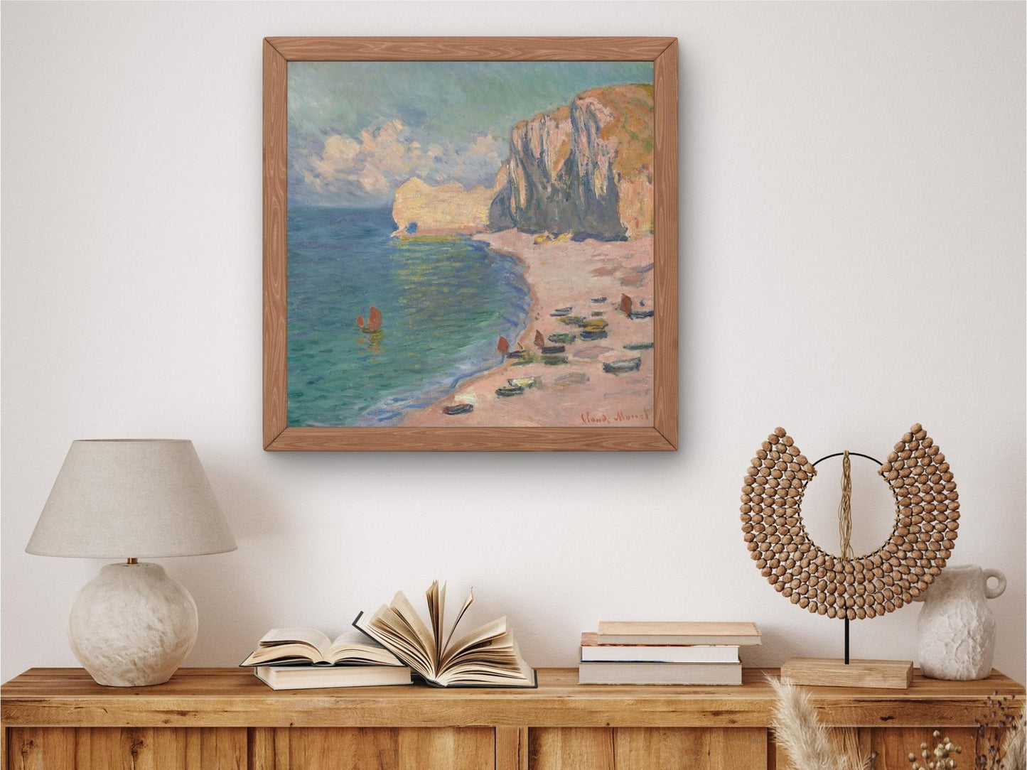 Etretat The Beach and Falaise d'Amont by Claude Monet, 1885, Impressionism, fine art print