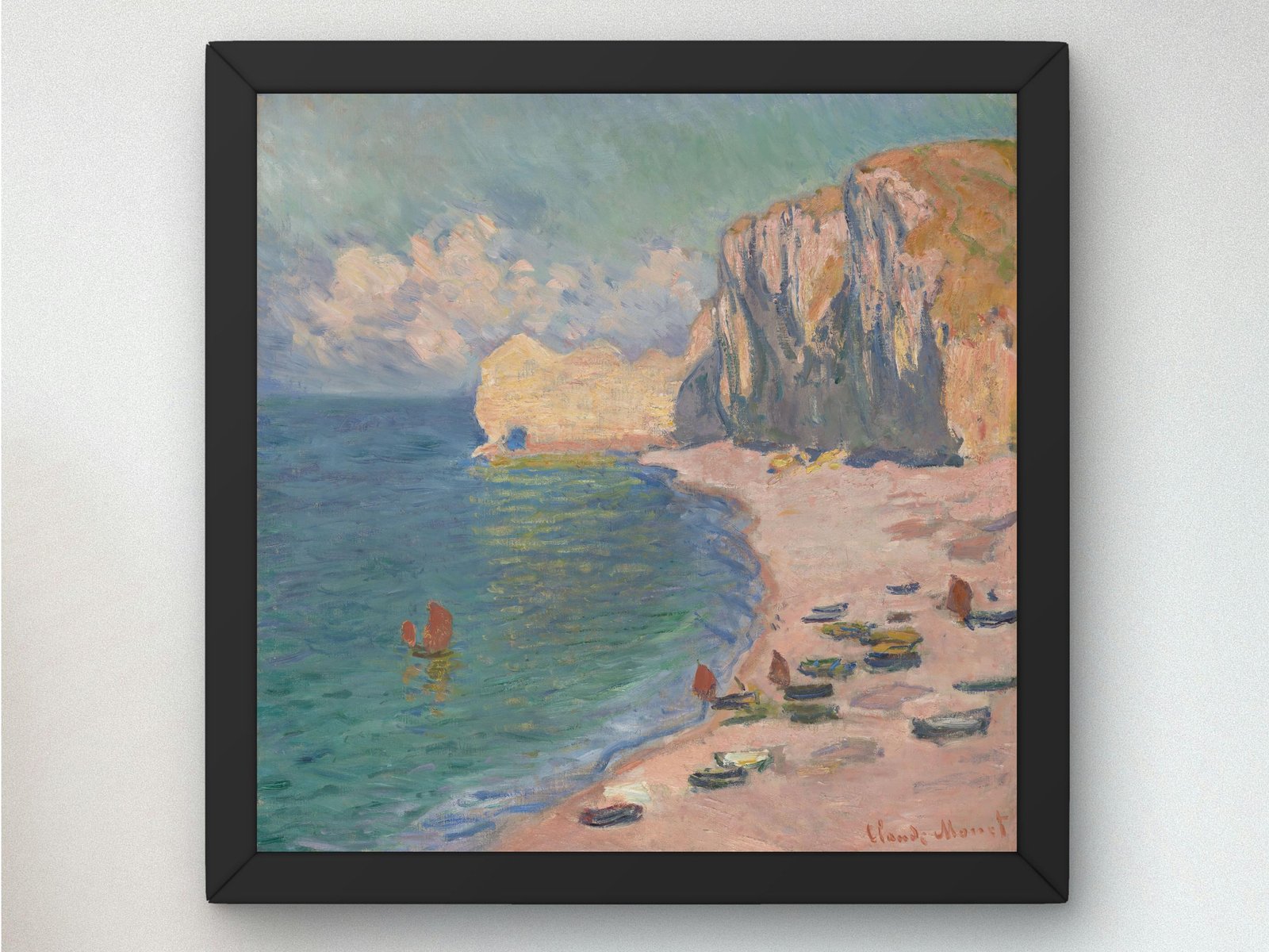 Etretat The Beach and Falaise d'Amont by Claude Monet, 1885, Impressionism, fine art print