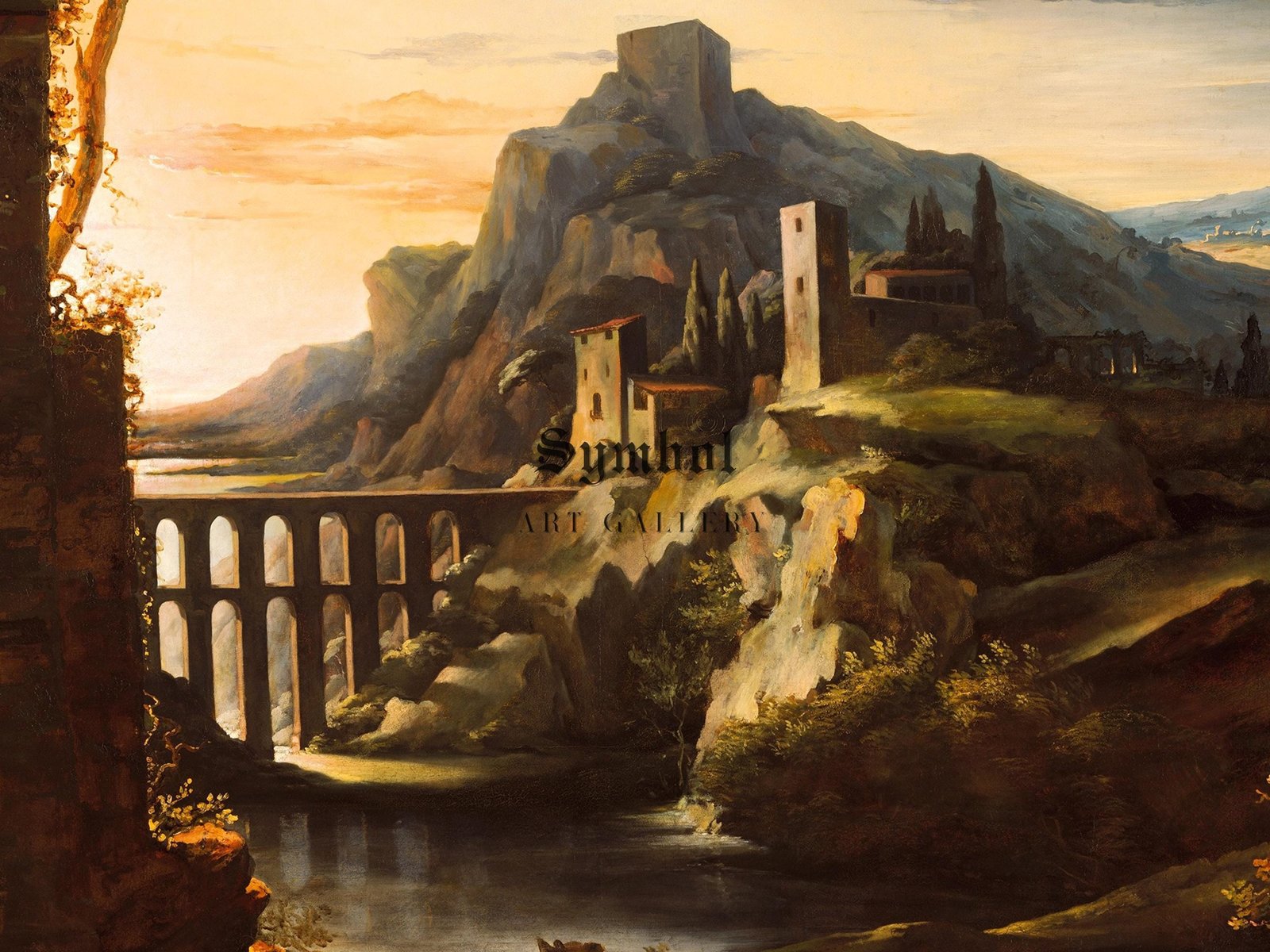 Evening Landscape with an Aqueduct by Théodore Géricault, 1818, Romanticism and Classical Landscapes, fine art print