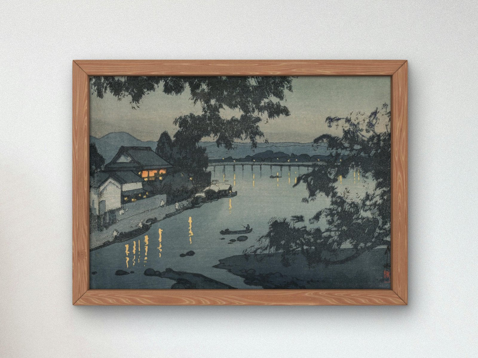 Evening on the Chikugo River by Hiroshi Yoshida, 1927, Japanese Woodblock Prints, fine art print