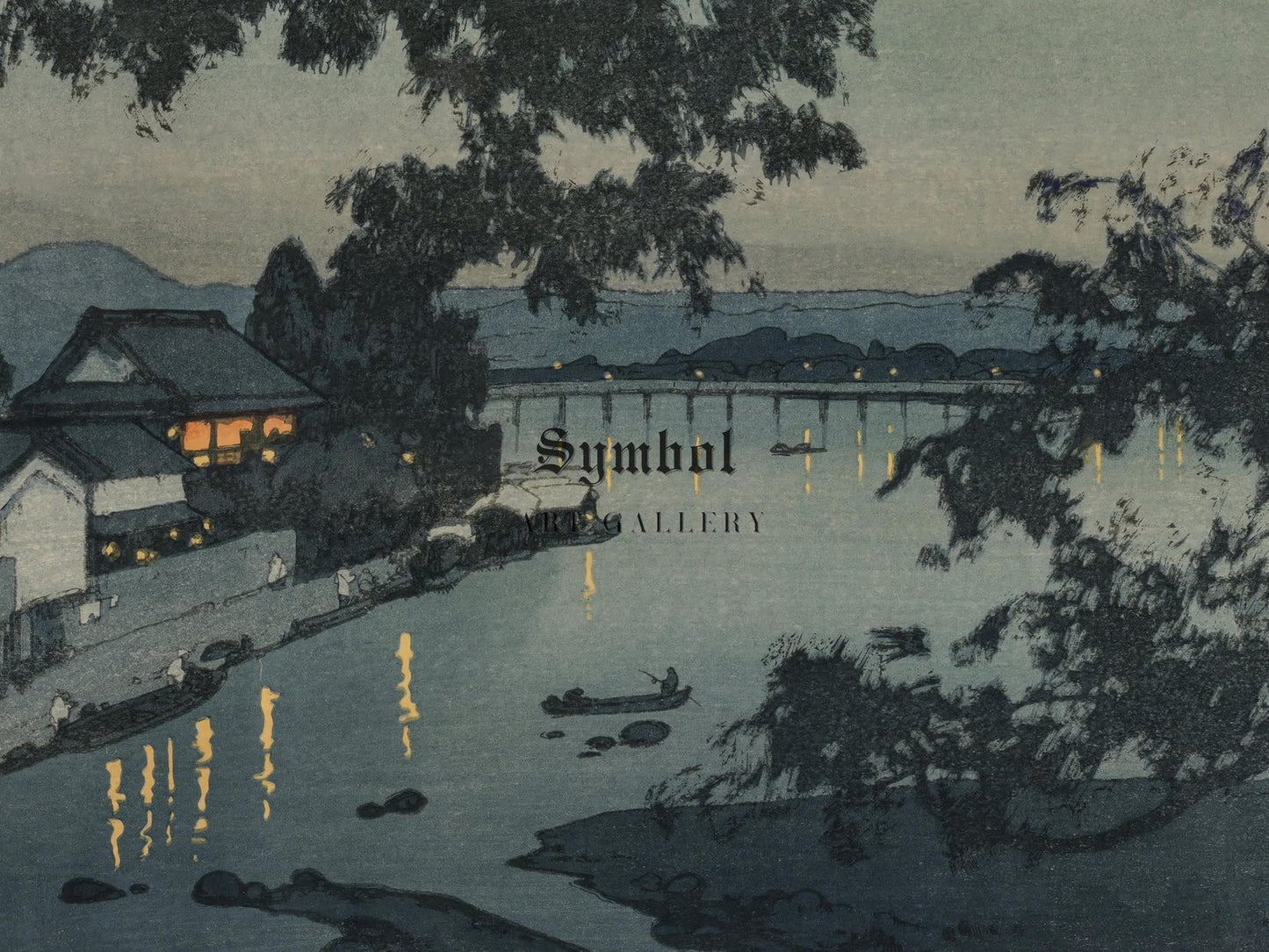 Evening on the Chikugo River by Hiroshi Yoshida, 1927, Japanese Woodblock Prints, fine art print