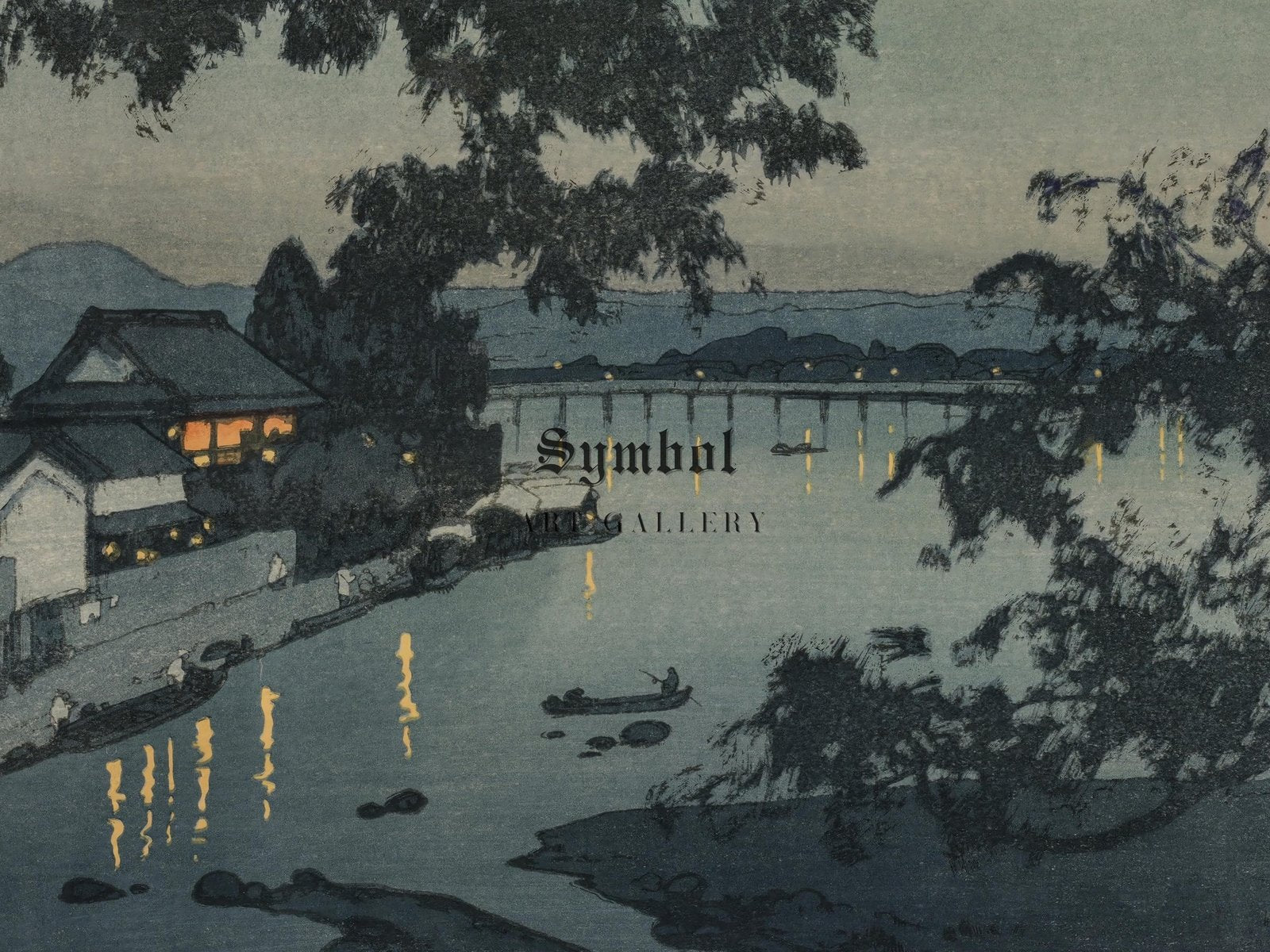 Evening on the Chikugo River by Hiroshi Yoshida, 1927, Japanese Woodblock Prints, fine art print
