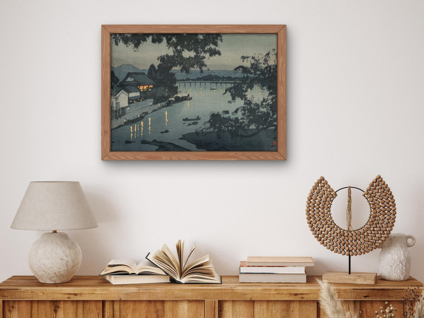 Evening on the Chikugo River by Hiroshi Yoshida, 1927, Japanese Woodblock Prints, fine art print