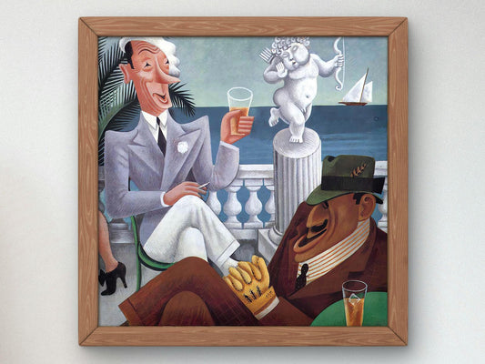 Ex-King Alfonso and James J. Walker by Miguel Covarrubias, 1932, Art Deco caricature, fine art print