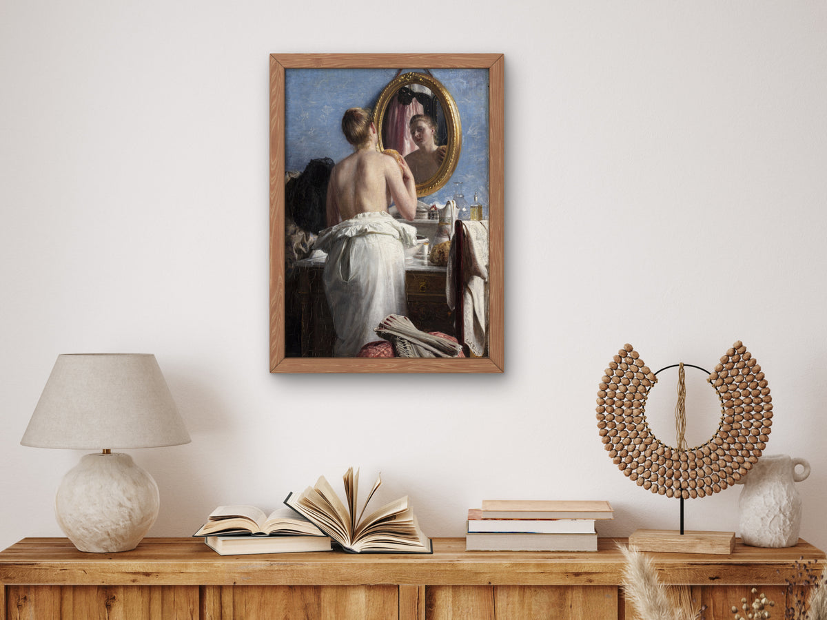 A Girl Washing Herself before a Carnival by Carl Bloch 1887, Wall Art Print, Fine Art Reproduction, Museum Quality Decor, Poster