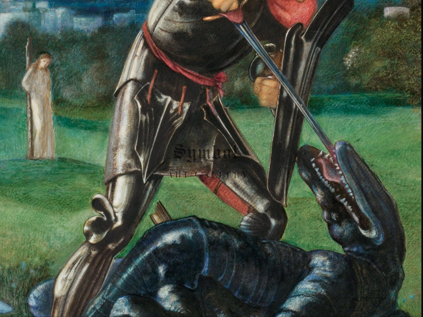Saint George and the Dragon by Edward Burne Jones 1868, Wall Art Print, Fine Art Reproduction, Museum Quality Decor, Poster