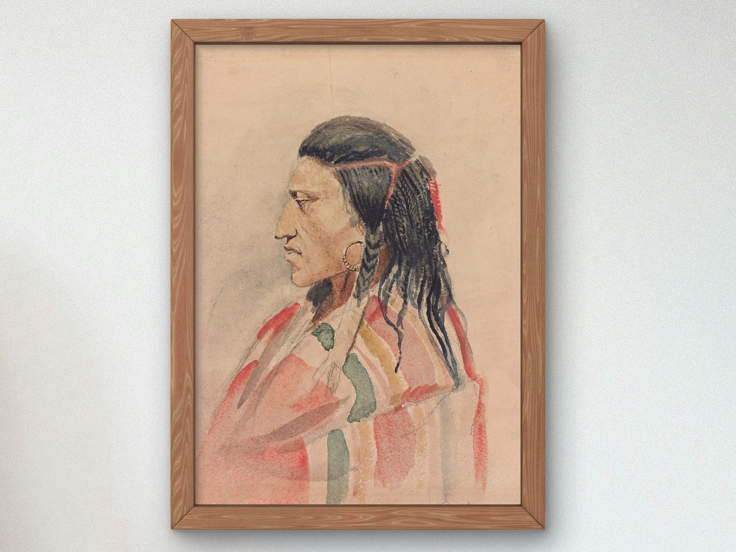 Indian Man by Charles Marion Russell 1907, Wall Art Print, Fine Art Reproduction, Museum Quality Decor, Poster