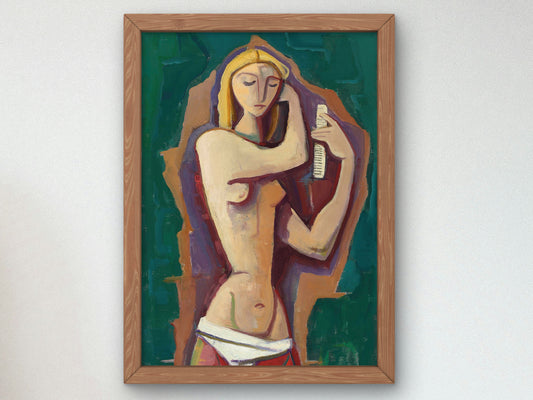 Girl Combing Her Hair by Karl Hofer 1953, Wall Art Print, Fine Art Reproduction, Museum Quality Decor, Poster