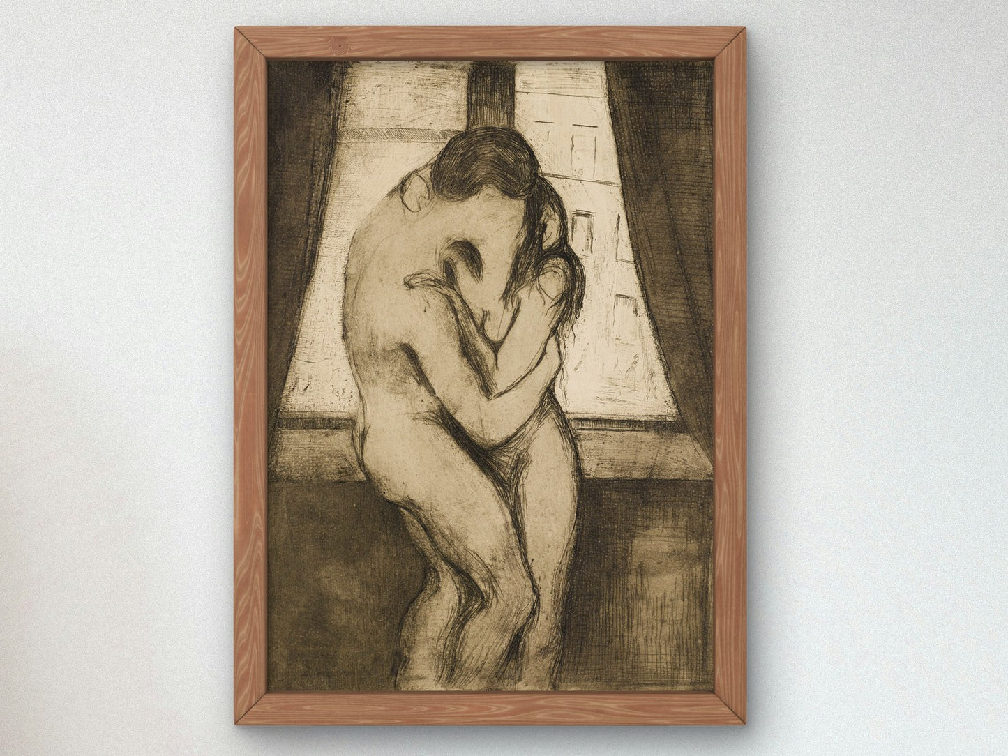 The Kiss by Edvard Munch 1895, Wall Art Print, Fine Art Reproduction, Museum Quality Decor, Poster