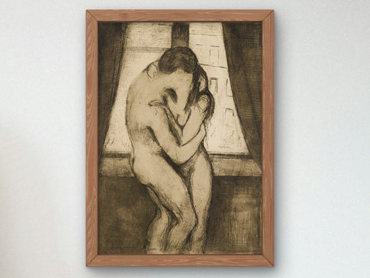 The Kiss by Edvard Munch 1895, Wall Art Print, Fine Art Reproduction, Museum Quality Decor, Poster