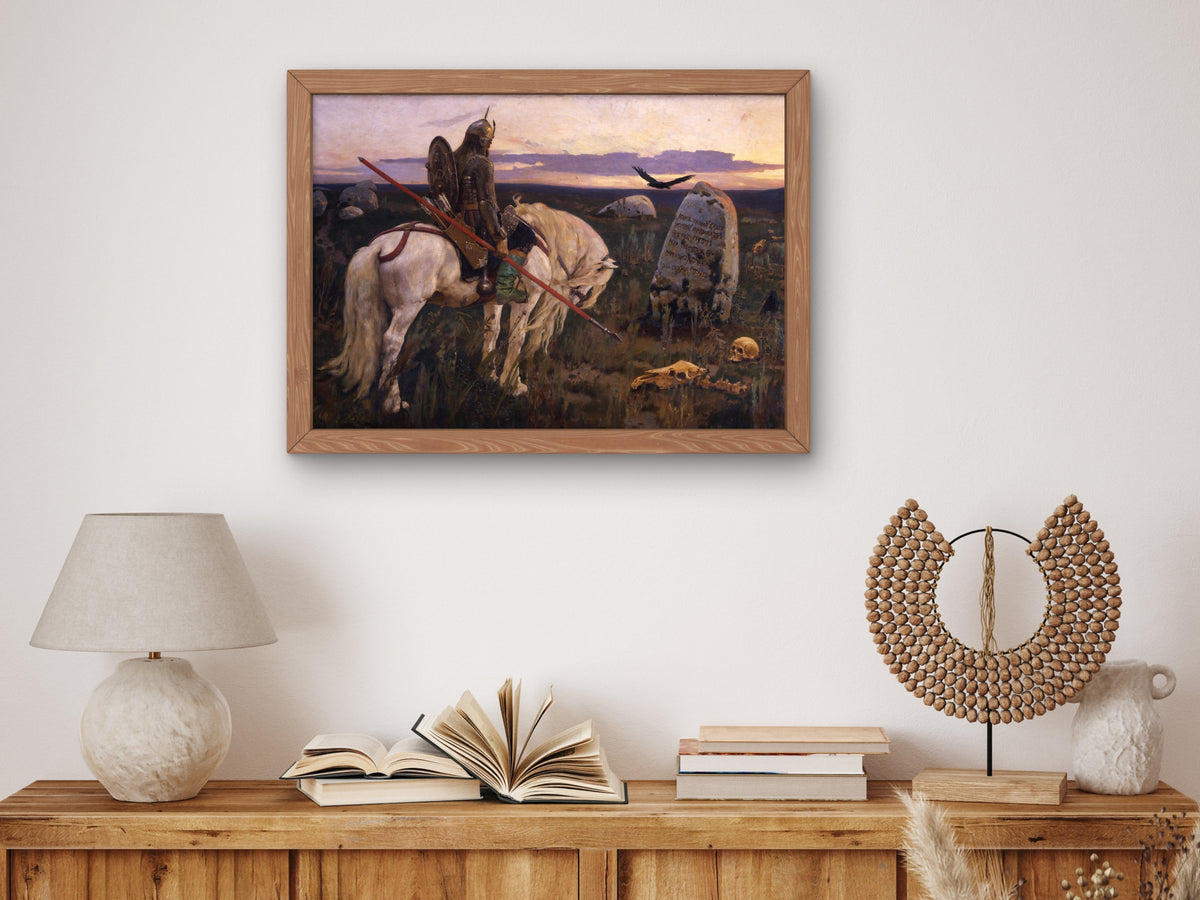 The Knight at the Crossroads by Viktor Vasnetsov 1882, Wall Art Print, Fine Art Reproduction, Museum Quality Decor, Poster