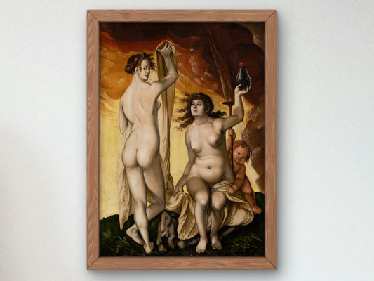 Two Witches by Hans Baldung 1523, Wall Art Print, Fine Art Reproduction, Museum Quality Decor, Poster