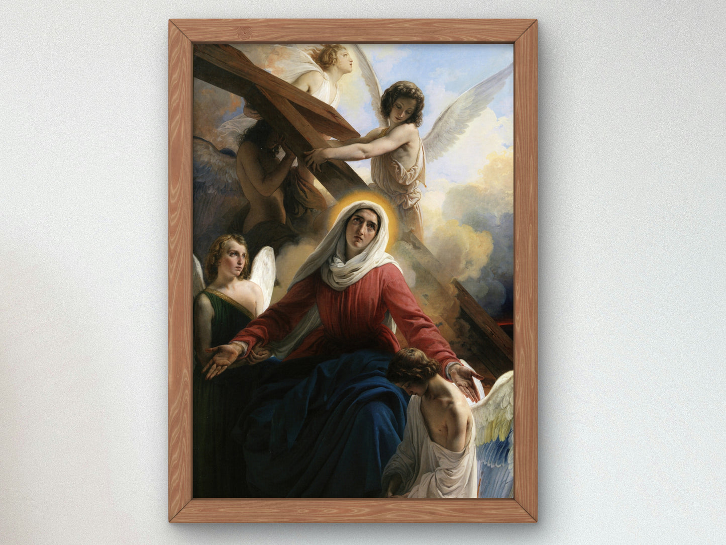 The Virgin in Sorrow with Angels and the Symbols of the Passion by Francesco Hayez 1842, Wall Art Print, Fine Art Reproduction