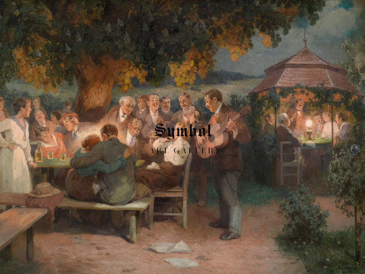 Beim Heurigen by Rudolf Alfred Höger, Wall Art Print, Fine Art Reproduction, Museum Quality Decor, Poster