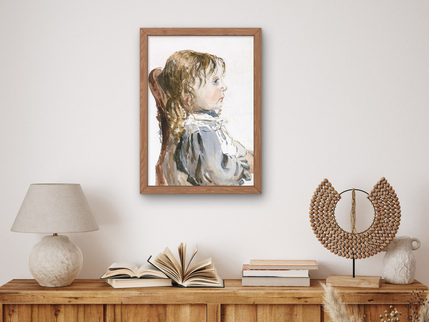 Girl in a Pinafore by David Cox 1844, Wall Art Print, Fine Art Reproduction, Museum Quality Decor, Poster