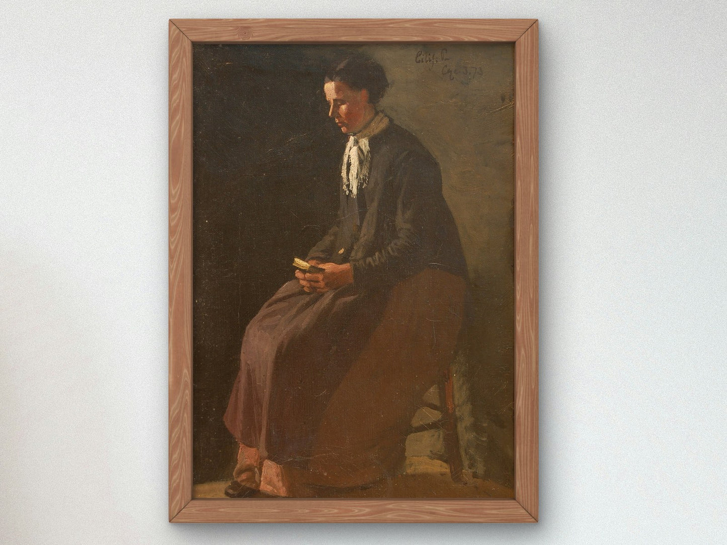 Seated Woman by Eilif Peterssen 1873, Wall Art Print, Fine Art Reproduction, Museum Quality Decor, Poster