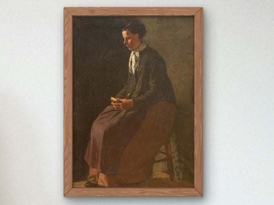 Seated Woman by Eilif Peterssen 1873, Wall Art Print, Fine Art Reproduction, Museum Quality Decor, Poster