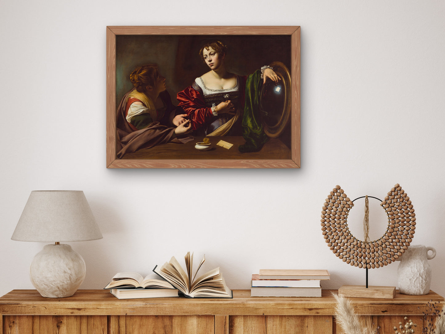Martha and Mary Magdalene by Caravaggio 1598, Wall Art Print, Fine Art Reproduction, Museum Quality Decor, Poster