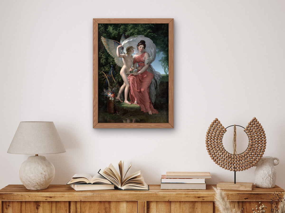 Erato, Muse of Lyrical Poetry by Charles Meynier 1800, Wall Art Print, Fine Art Reproduction, Museum Quality Decor, Poster