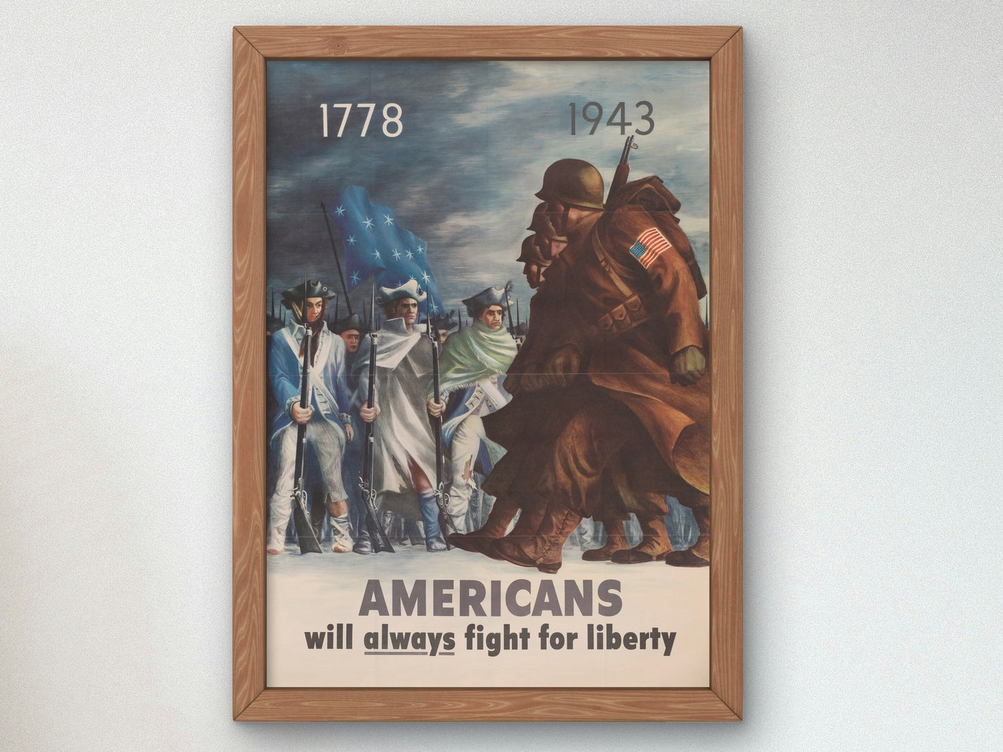 Americans Will Always Fight for Liberty by Bernard Perlin 1943, Wall Art Print, Fine Art Reproduction, Museum Quality Decor, Poster