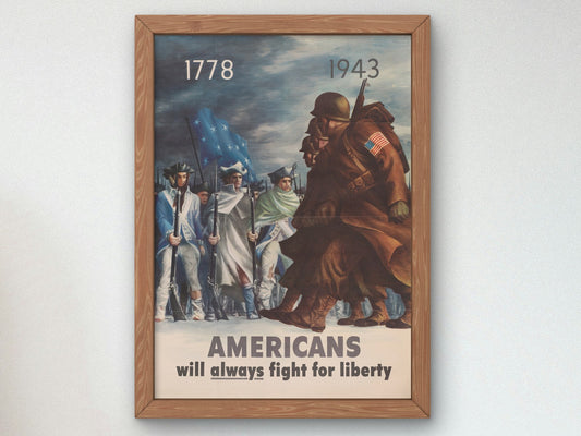 Americans Will Always Fight for Liberty by Bernard Perlin 1943, Wall Art Print, Fine Art Reproduction, Museum Quality Decor, Poster
