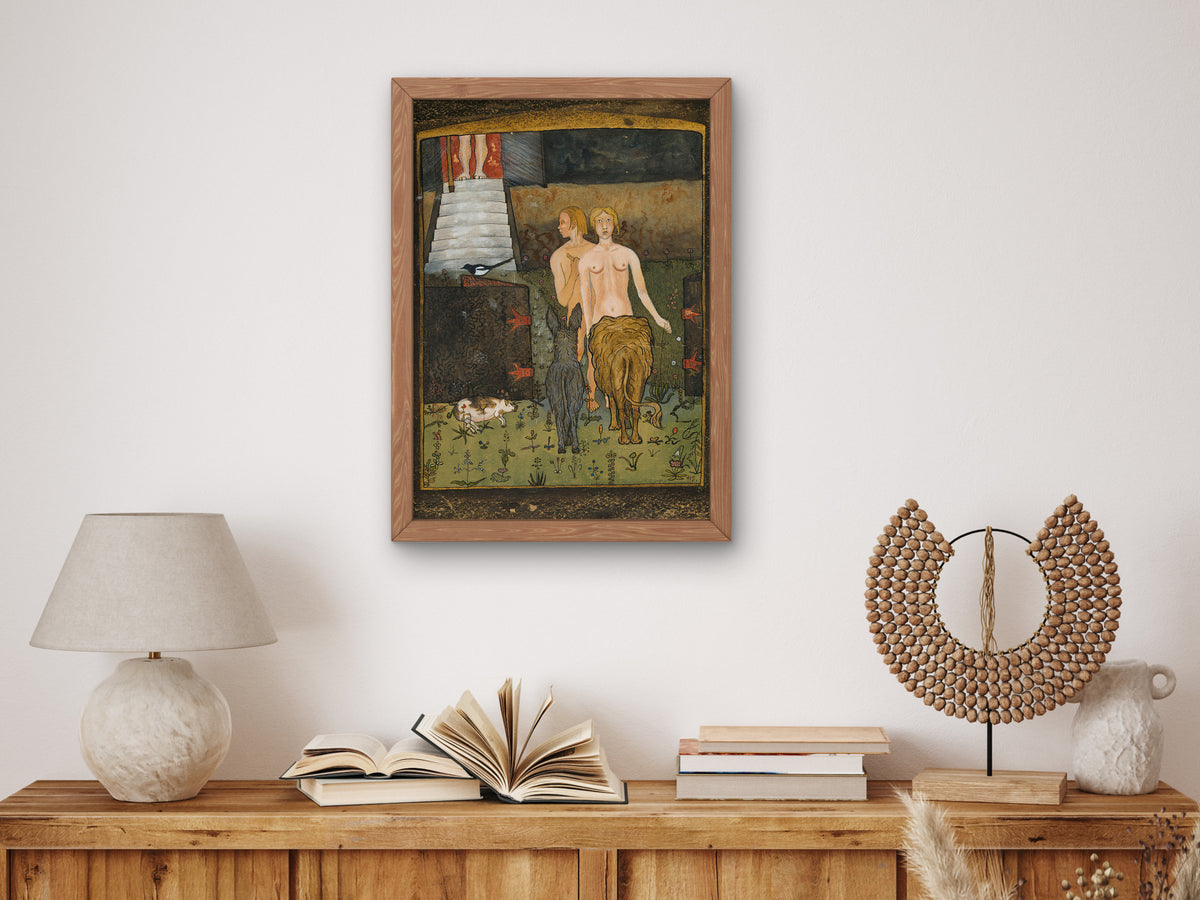 Adam and Eve by Hugo Simberg 1895, Wall Art Print, Fine Art Reproduction, Museum Quality Decor, Poster