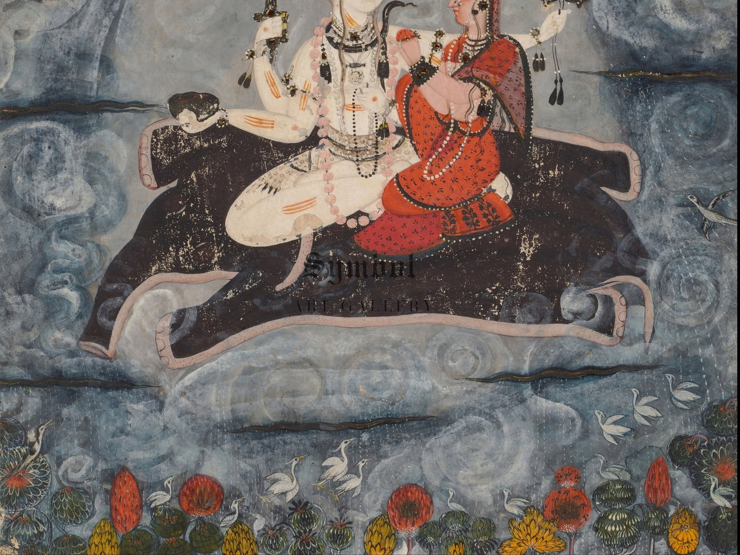 Shiva and Devi on Gajasura's Hide by Unknown Indian Artist 1675, Wall Art Print, Fine Art Reproduction, Museum Quality Decor, Poster