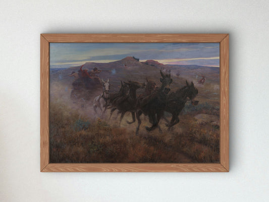 Overland Stage by Elling William Gollings 1919, Wall Art Print, Fine Art Reproduction, Museum Quality Decor, Poster