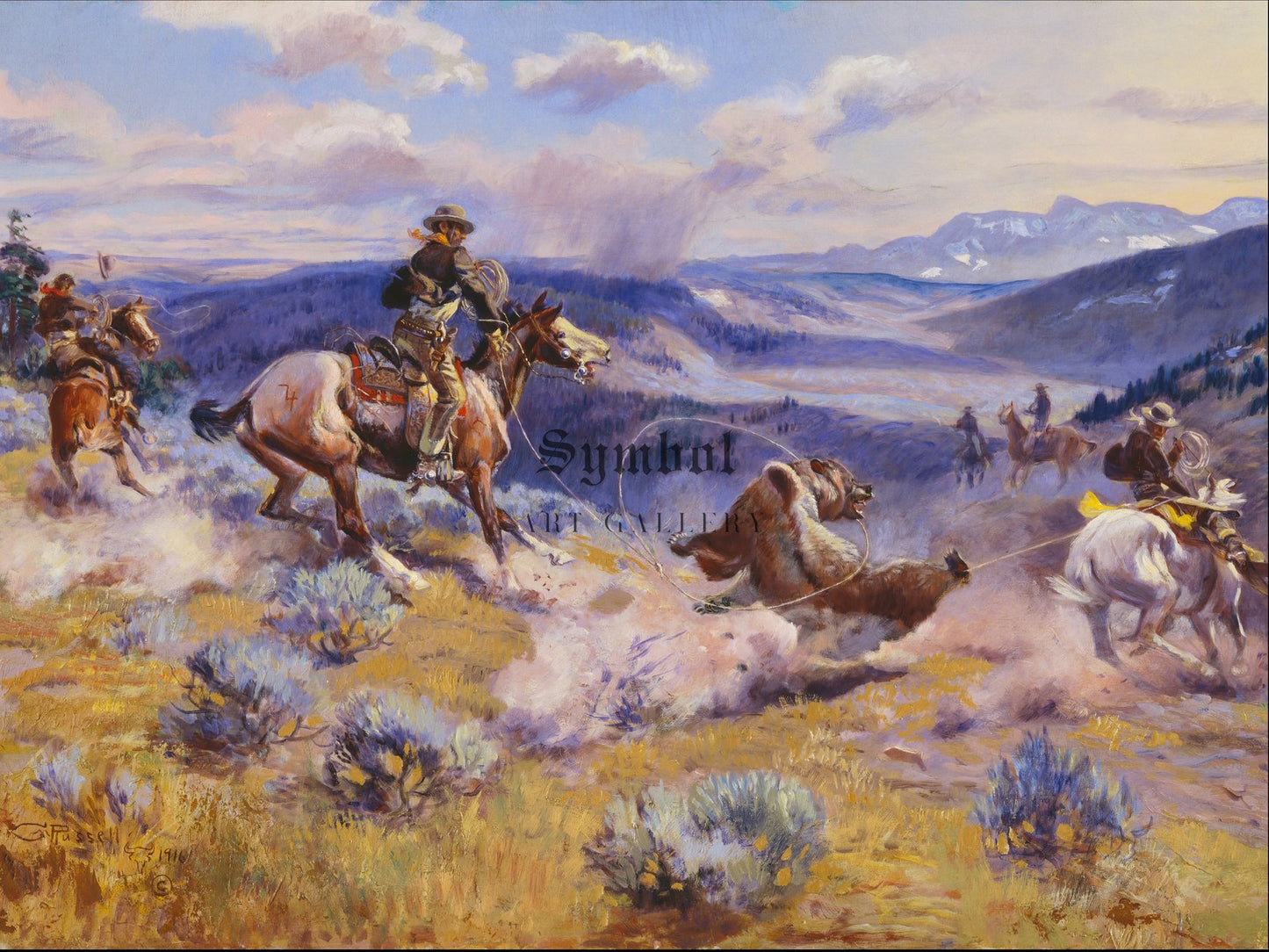 Loops and Swift Horses are Surer than Lead by Charles Marion Russell 1916, Wall Art Print, Fine Art Reproduction, Museum Quality Decor