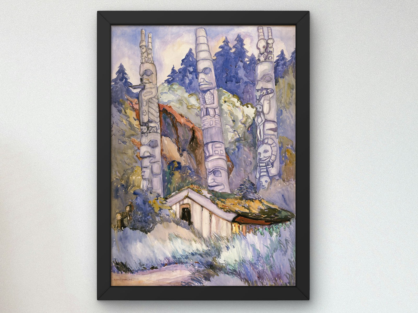 Haida Totems, Cha atl, Queen Charlotte Island by Emily Carr 1912, Wall Art Print, Fine Art Reproduction, Museum Quality Decor, Poster