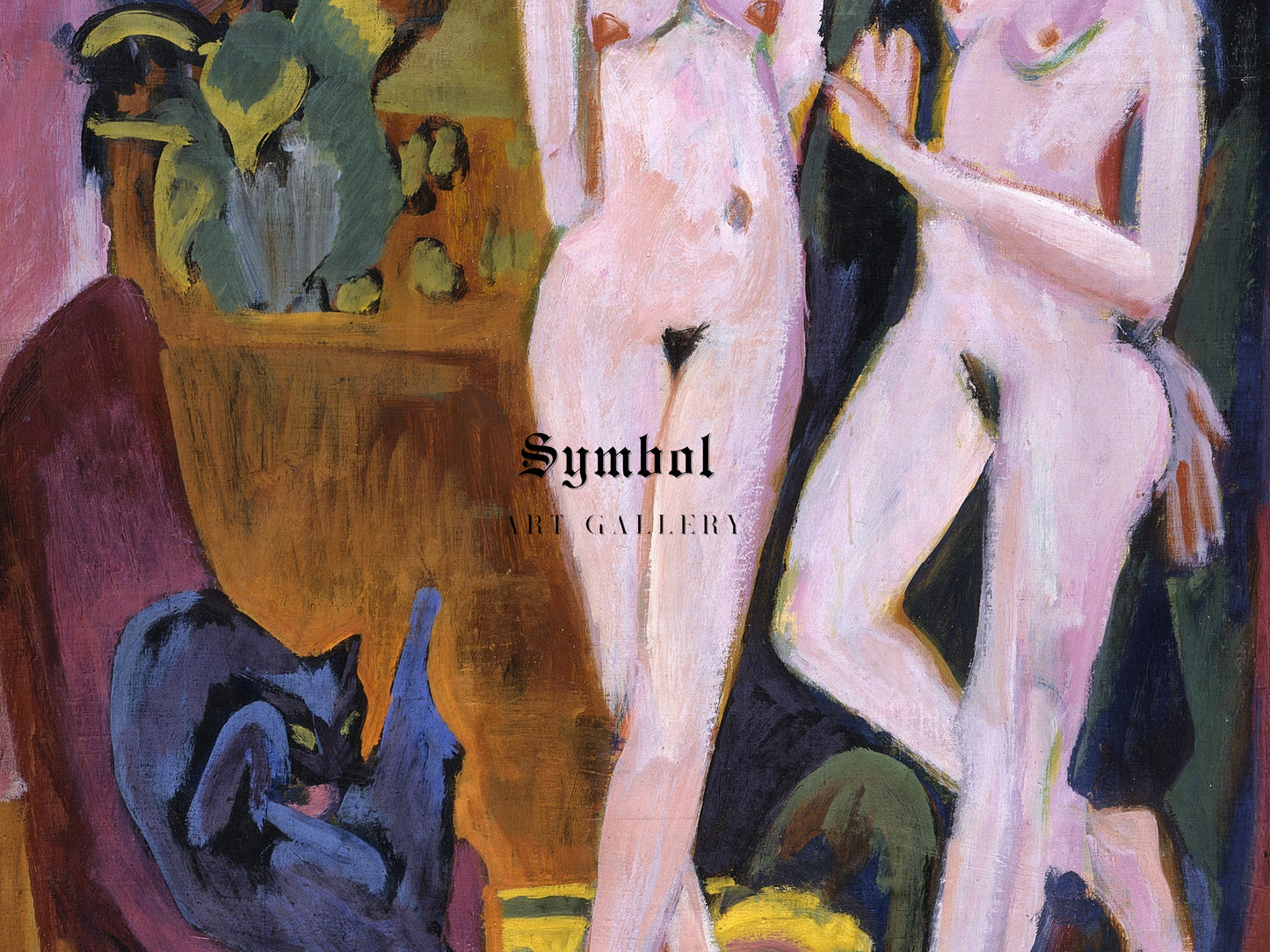Two Nudes in a Room by Ernst Ludwig Kirchner 1914, Wall Art Print, Fine Art Reproduction, Museum Quality Decor, Poster