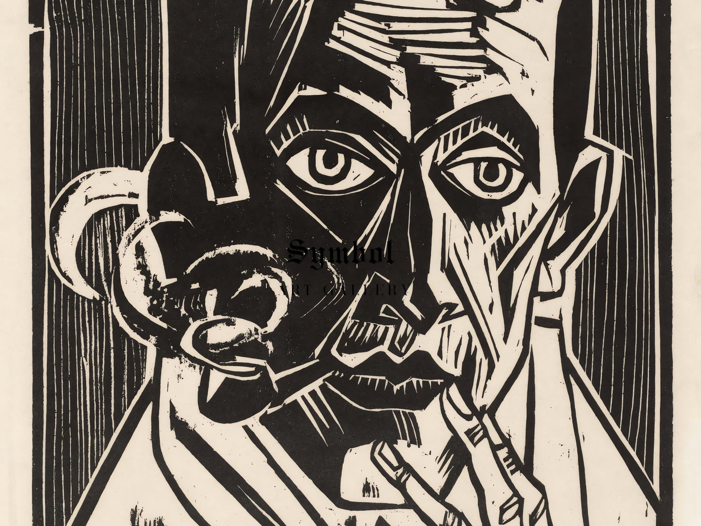Self Portrait with Pipe by Max Pechstein 1921, Wall Art Print, Fine Art Reproduction, Museum Quality Decor, Poster