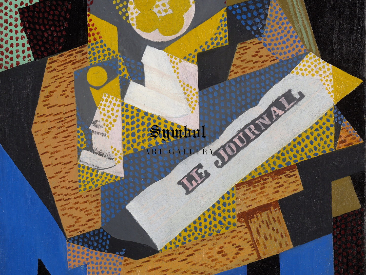 Newspaper and Fruit Dish by Juan Gris 1916, Wall Art Print, Fine Art Reproduction, Museum Quality Decor, Poster