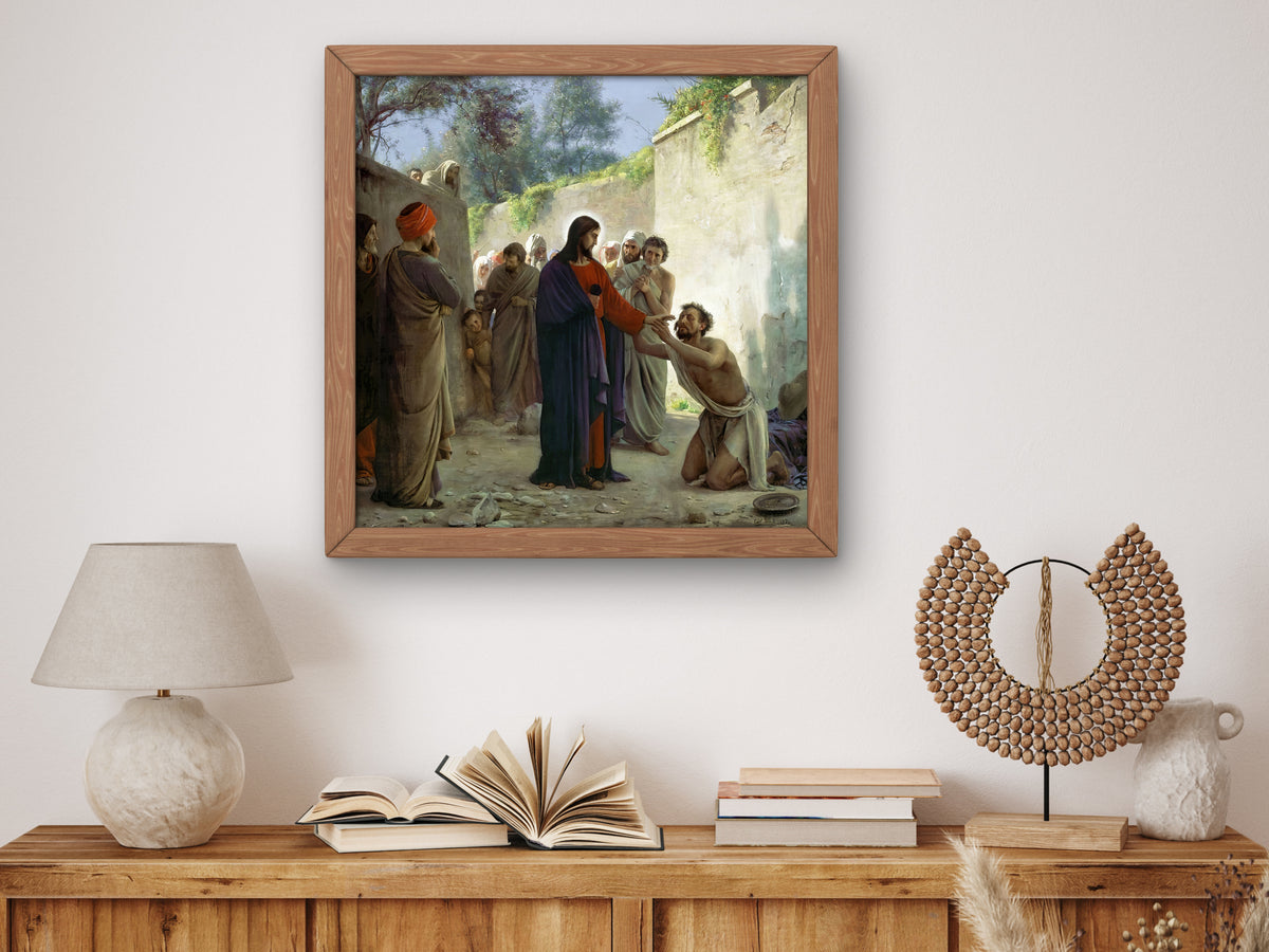 Christ Healing the Blind Man by Carl Bloch 1875, Wall Art Print, Fine Art Reproduction, Museum Quality Decor, Poster