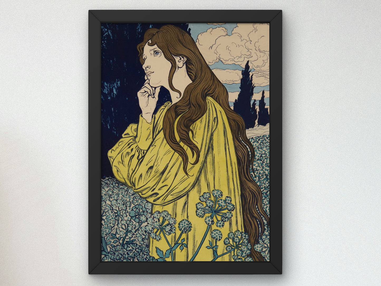 Méditation by Eugène Grasset 1897, Wall Art Print, Fine Art Reproduction, Museum Quality Decor, Poster