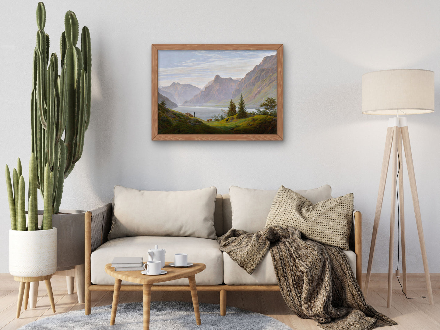 Landscape with Mountain Lake, Morning by Caspar David Friedrich, Wall Art Print, Fine Art Reproduction, Museum Quality Decor, Poster