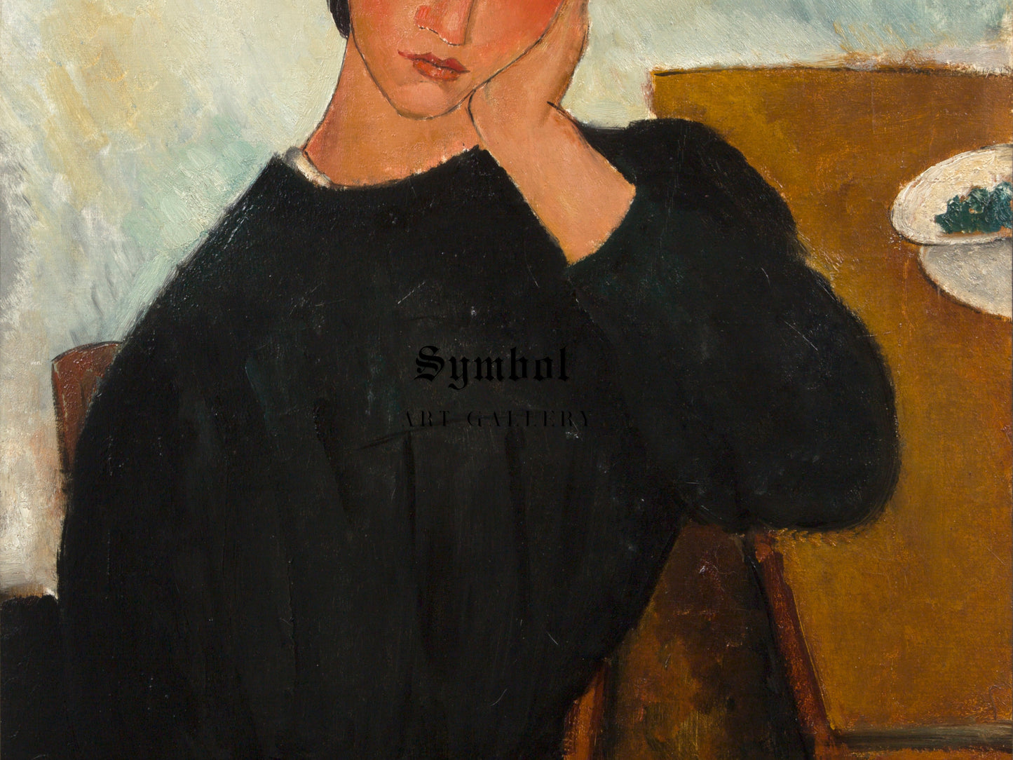 Elvira Resting at a Table by Amedeo Modigliani 1918, Wall Art Print, Fine Art Reproduction, Museum Quality Decor, Poster