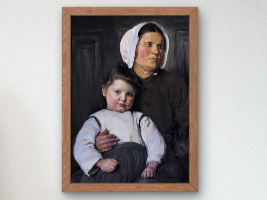 Normandy Peasant Woman and Her Child by Elizabeth Nourse 1900, Wall Art Print, Fine Art Reproduction, Museum Quality Decor, Poster