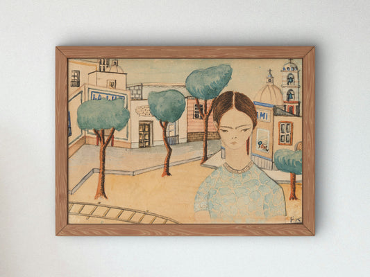 Frida Kahlo in Coyoacán by Frida Kahlo 1927, Wall Art Print, Fine Art Reproduction, Museum Quality Decor, Poster