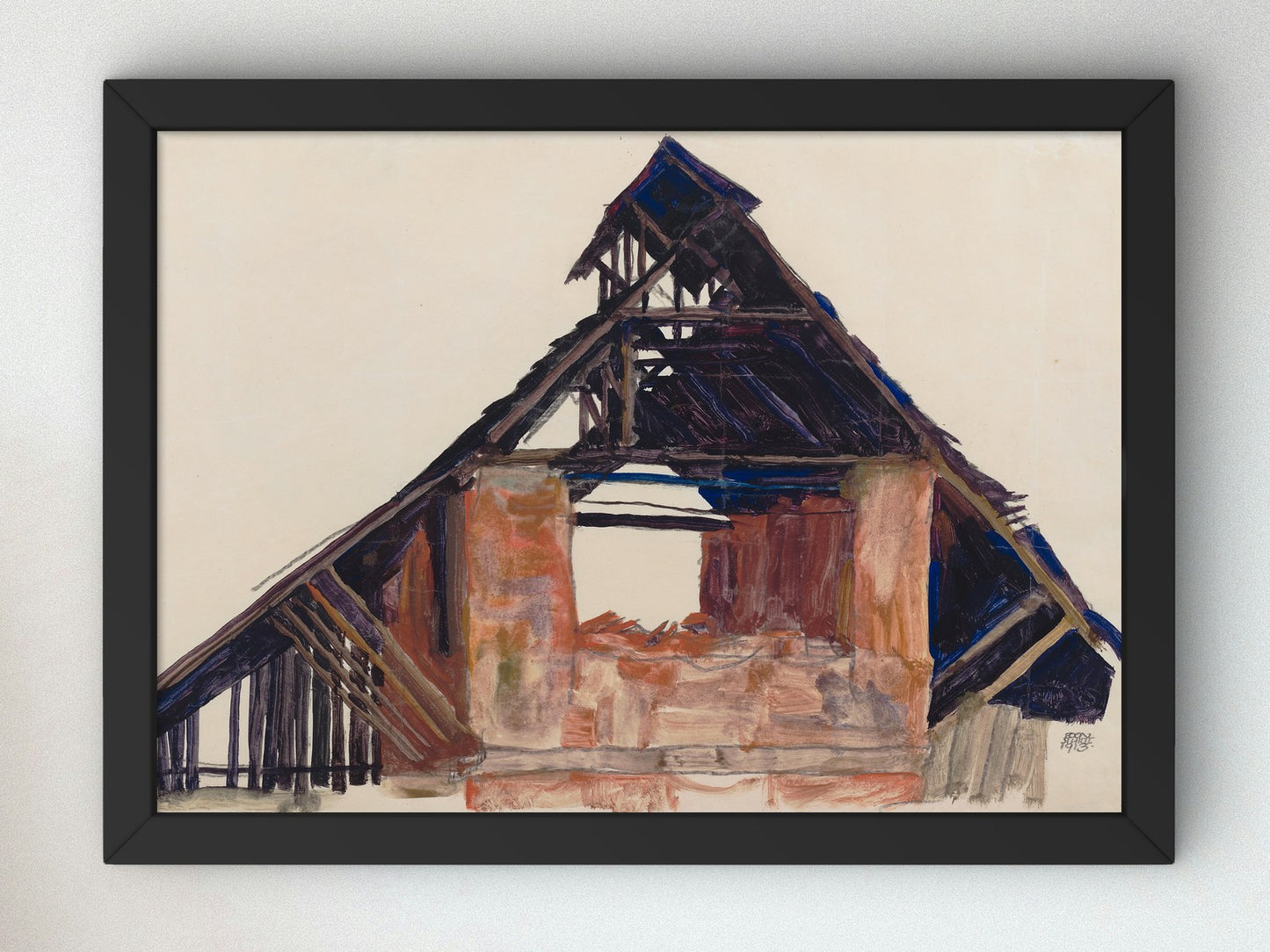 Old Gable by Egon Schiele 1913, Wall Art Print, Fine Art Reproduction, Museum Quality Decor, Poster